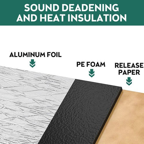 2m-10m Sound Deadener 10mm Thick Noise Proofing Heat Shield Insulation