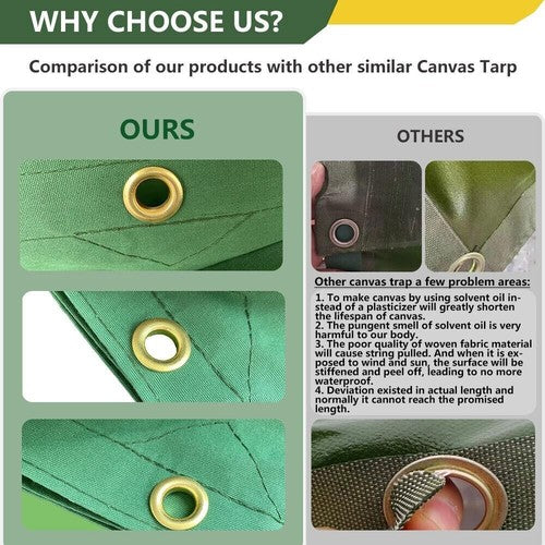 14 Sizes Army Heavy Duty Canvas Tarp Tarpaulin Sun Blocked Waterproof Dustproof