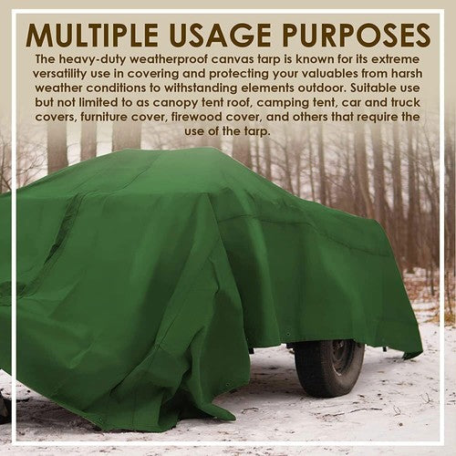 14 Sizes Army Heavy Duty Canvas Tarp Tarpaulin Sun Blocked Waterproof Dustproof