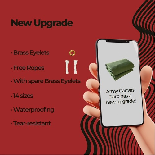 14 Sizes Army Heavy Duty Canvas Tarp Tarpaulin Sun Blocked Waterproof Dustproof