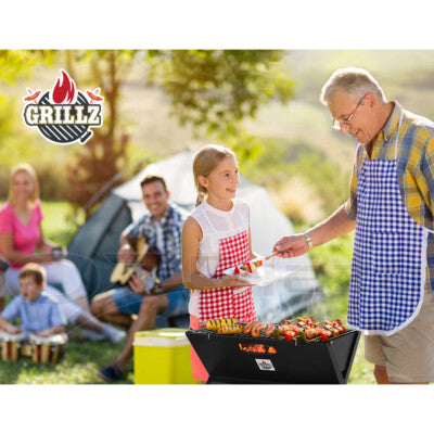 Grillz BBQ Grill Charcoal Smoker Outdoor Portable Camping Folding Steel Barbecue