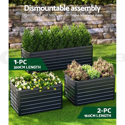 Green Fingers Garden Bed 320x80x77cm Planter Box Raised Container Galvanise Herb