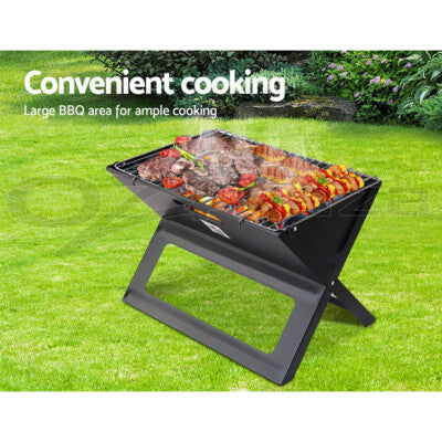 Grillz BBQ Grill Charcoal Smoker Outdoor Portable Camping Folding Steel Barbecue