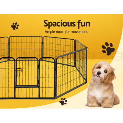 i.Pet Pet Dog Playpen Enclosure Cage 8 Panel Puppy Fence Play Pen Foldable Metal