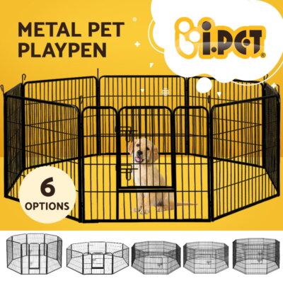 i.Pet Pet Dog Playpen Enclosure Cage 8 Panel Puppy Fence Play Pen Foldable Metal