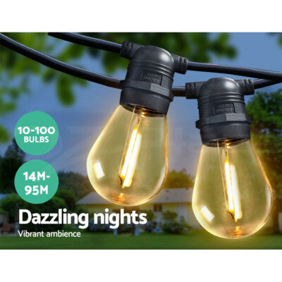 Jingle Jollys 14M-95M LED Festoon String Lights Christmas Outdoor Wedding Party