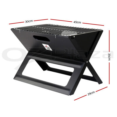 Grillz BBQ Grill Charcoal Smoker Outdoor Portable Camping Folding Steel Barbecue