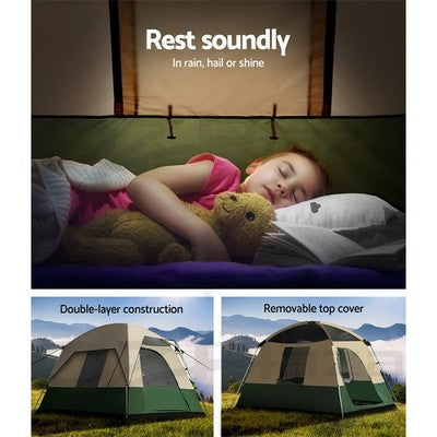 Weisshorn Family Camping Tent 4 Person Hiking Beach Tents Canvas Ripstop Green