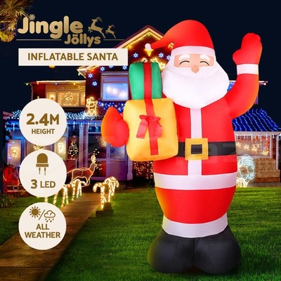 Jingle Jollys Christmas Inflatable Santa 2.4M Outdoor Xmas Decorations Lights