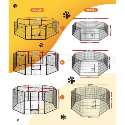 i.Pet Pet Dog Playpen Enclosure Cage 8 Panel Puppy Fence Play Pen Foldable Metal