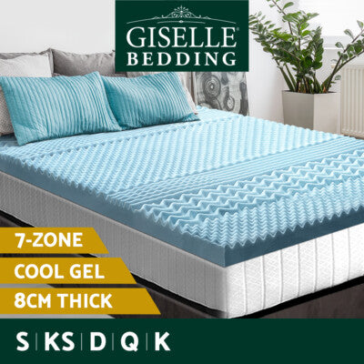 Giselle Memory Foam Mattress Topper COOL GEL Bed BAMBOO Protector 8CM 7-Zone