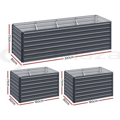 Green Fingers Garden Bed 320x80x77cm Planter Box Raised Container Galvanise Herb