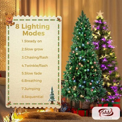 Santaco LED Christmas Tree Slim Snowy Fibre Optic Lights 1.5m 1.8m 2.1m 2.4m