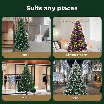 Santaco LED Christmas Tree Slim Snowy Fibre Optic Lights 1.5m 1.8m 2.1m 2.4m