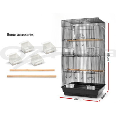 i.Pet Bird Cage Large Bird Cages Aviary Budgie Cage Parrot Pet Small Stand 88CM