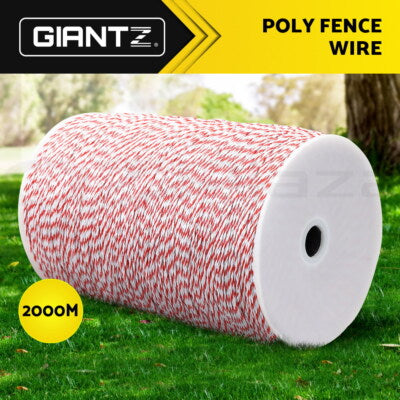Giantz Electric Fence Wire 2000M Fencing Tape Energiser Stainless Steel Poly