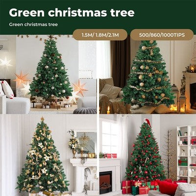 Santaco LED Christmas Tree Slim Snowy Fibre Optic Lights 1.5m 1.8m 2.1m 2.4m