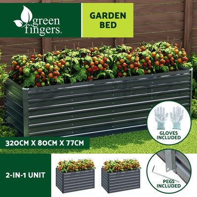 Green Fingers Garden Bed 320x80x77cm Planter Box Raised Container Galvanise Herb