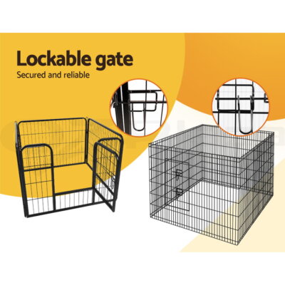 i.Pet Pet Dog Playpen Enclosure Cage 8 Panel Puppy Fence Play Pen Foldable Metal