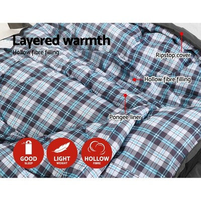 Weisshorn Sleeping Bag Single Camping Hiking Tent Thermal Black -20°C-10°C