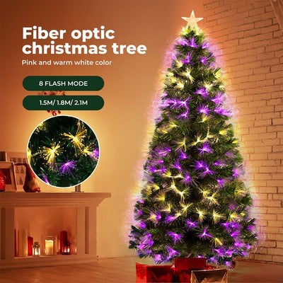 Santaco LED Christmas Tree Slim Snowy Fibre Optic Lights 1.5m 1.8m 2.1m 2.4m
