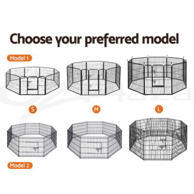 i.Pet Pet Dog Playpen Enclosure Cage 8 Panel Puppy Fence Play Pen Foldable Metal