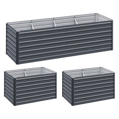 Green Fingers Garden Bed 320x80x77cm Planter Box Raised Container Galvanise Herb