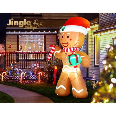 Jingle Jollys Christmas Inflatable Gingerbread Man 2.4M LED Outdoor Decorations