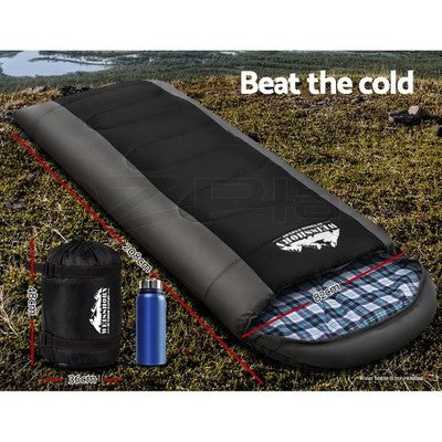 Weisshorn Sleeping Bag Single Camping Hiking Tent Thermal Black -20°C-10°C