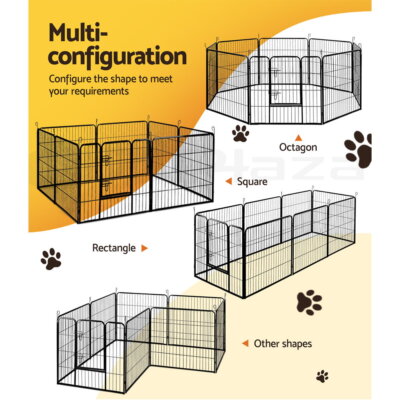 i.Pet Pet Dog Playpen Enclosure Cage 8 Panel Puppy Fence Play Pen Foldable Metal