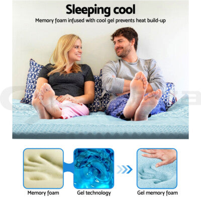Giselle Memory Foam Mattress Topper COOL GEL Bed BAMBOO Protector 8CM 7-Zone