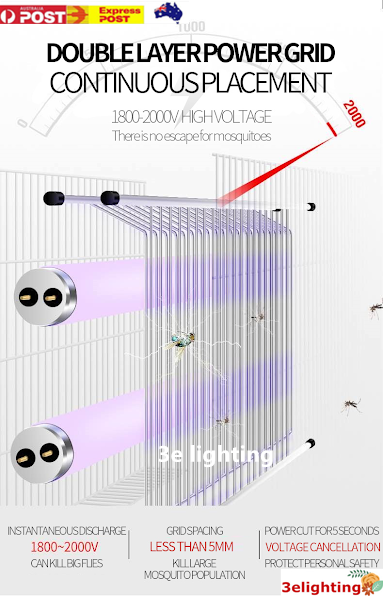 40W Electric UV Mosquito Fly Insect Pest Killer Bug Zapper Trap Lamp In/outdoor