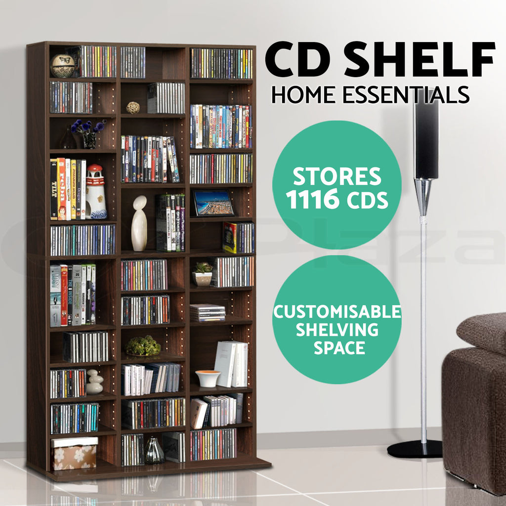 Artiss Bookshelf Display Shelf CD DVD Storage Media Rack Cupboard Black White