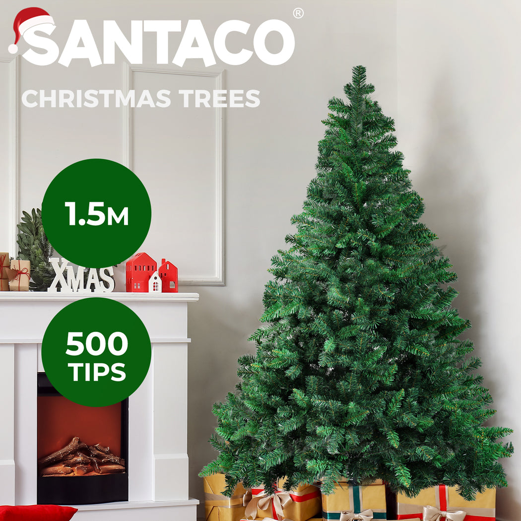 Santaco LED Christmas Tree Slim Snowy Fibre Optic Lights 1.5m 1.8m 2.1m 2.4m