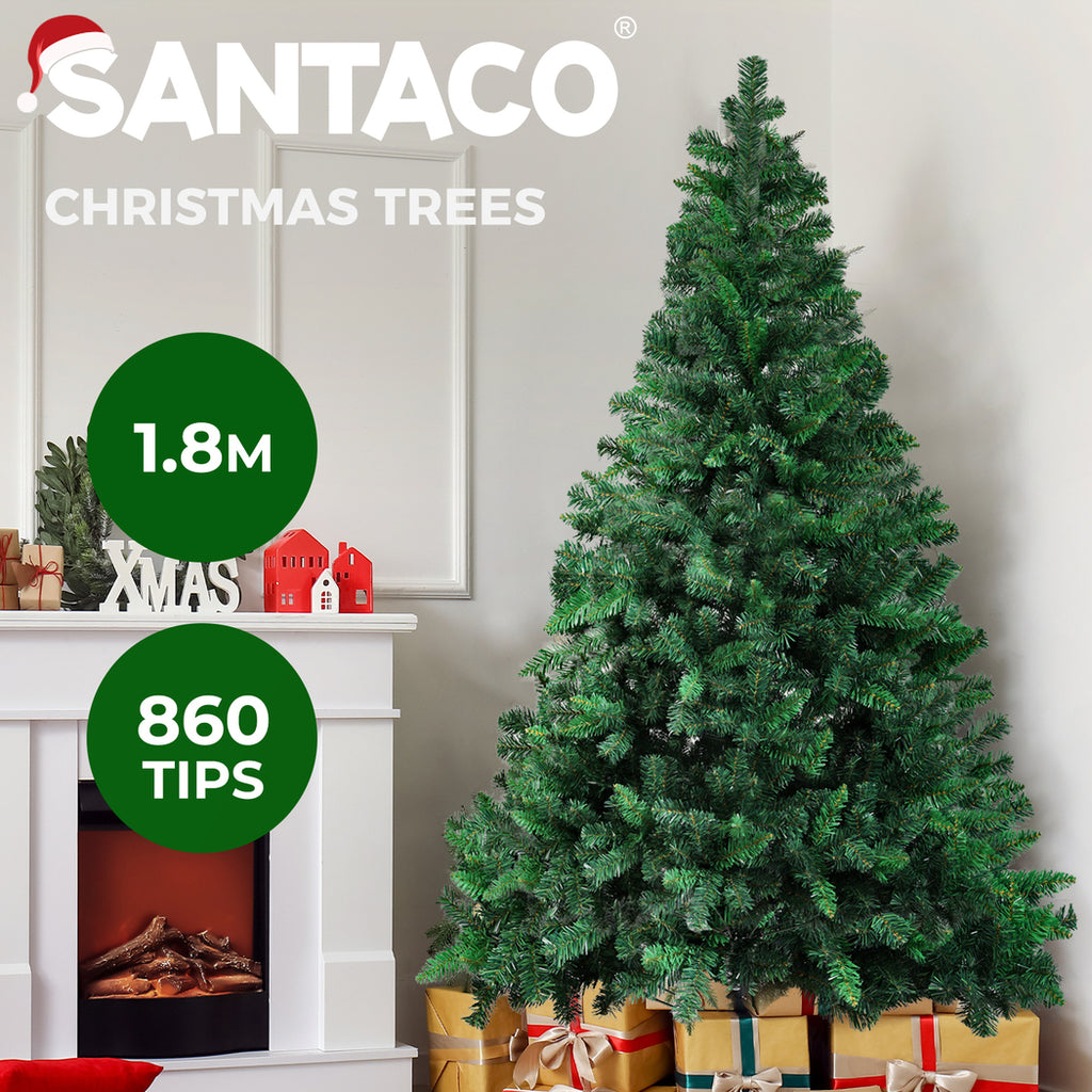 Santaco LED Christmas Tree Slim Snowy Fibre Optic Lights 1.5m 1.8m 2.1m 2.4m