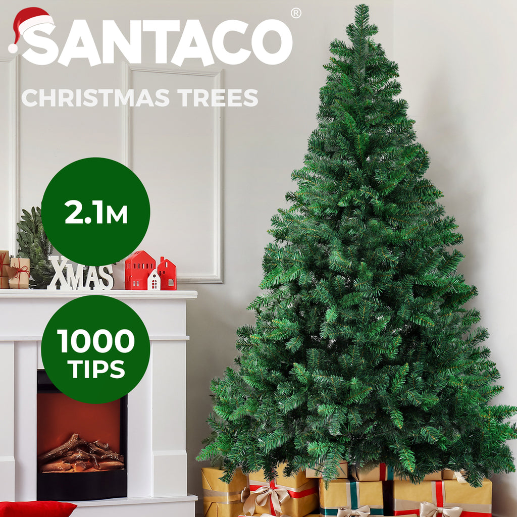 Santaco LED Christmas Tree Slim Snowy Fibre Optic Lights 1.5m 1.8m 2.1m 2.4m