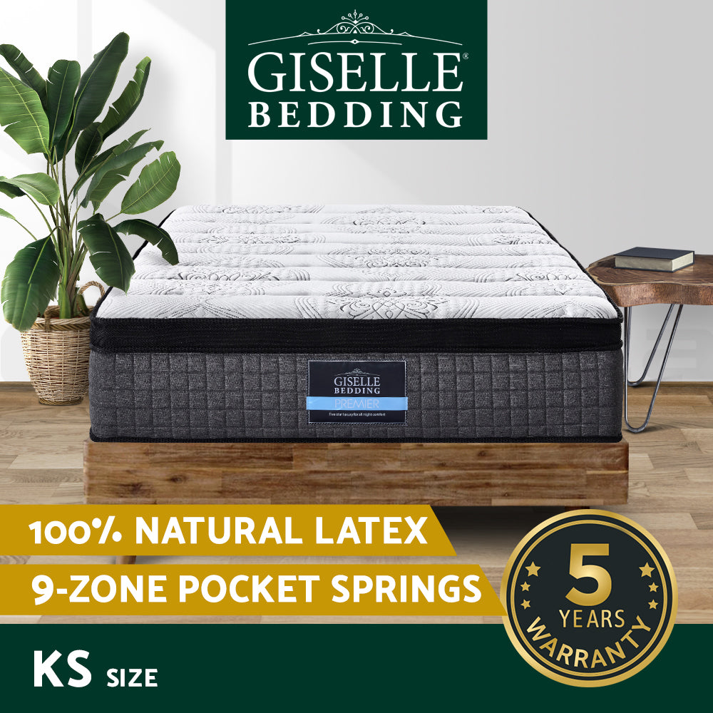 Giselle Mattress 9 Zone Queen Pocket Spring Latex Foam Medium Firm 34cm ALL SIZE