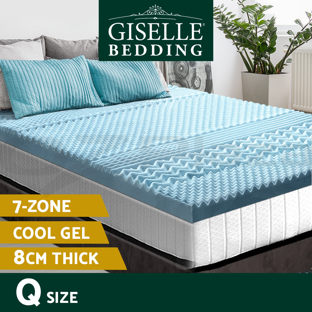 Giselle Memory Foam Mattress Topper COOL GEL Bed BAMBOO Protector 8CM 7-Zone