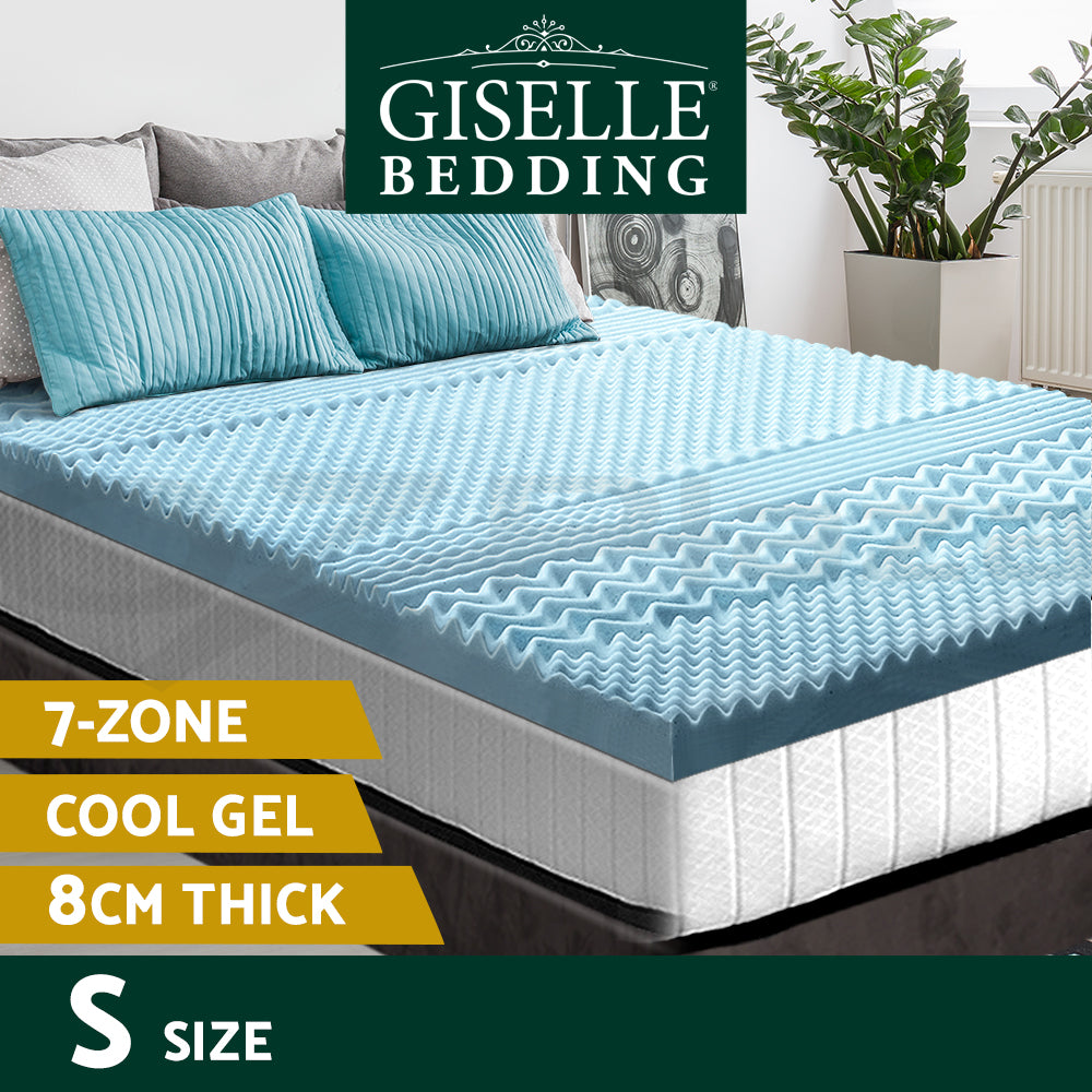 Giselle Memory Foam Mattress Topper COOL GEL Bed BAMBOO Protector 8CM 7-Zone