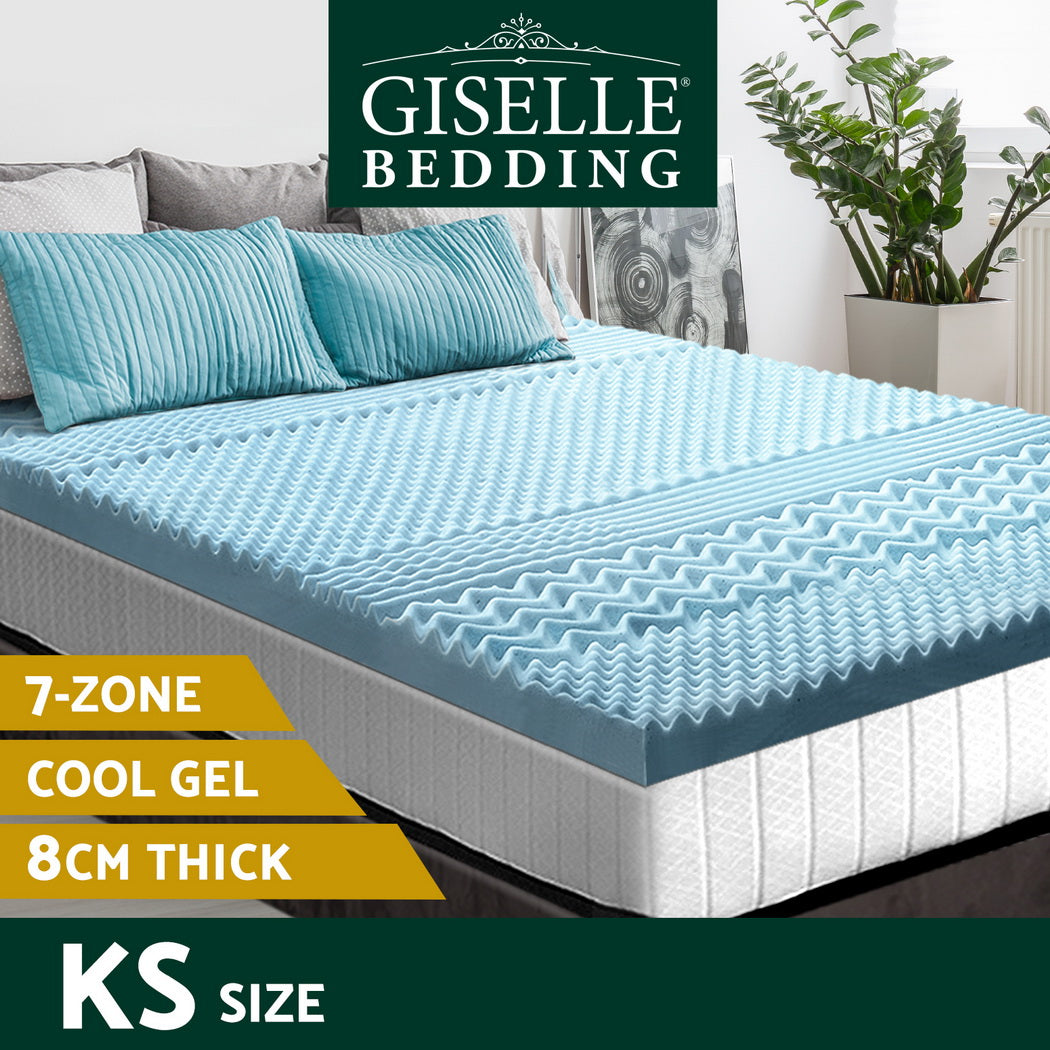 Giselle Memory Foam Mattress Topper COOL GEL Bed BAMBOO Protector 8CM 7-Zone