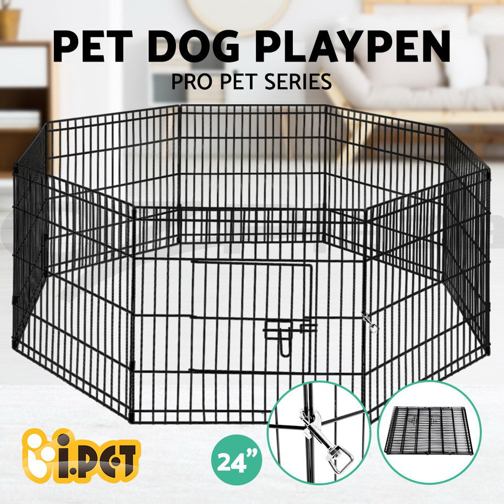 i.Pet Pet Dog Playpen Enclosure Cage 8 Panel Puppy Fence Play Pen Foldable Metal