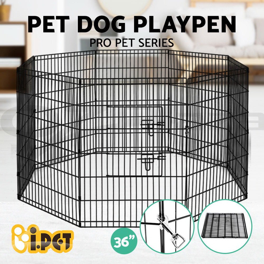 i.Pet Pet Dog Playpen Enclosure Cage 8 Panel Puppy Fence Play Pen Foldable Metal
