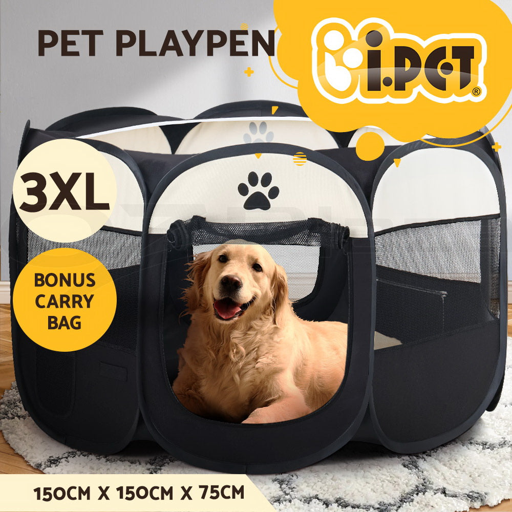 i.Pet Pet Dog Playpen Enclosure Cage 8 Panel Puppy Fence Play Pen Foldable Metal