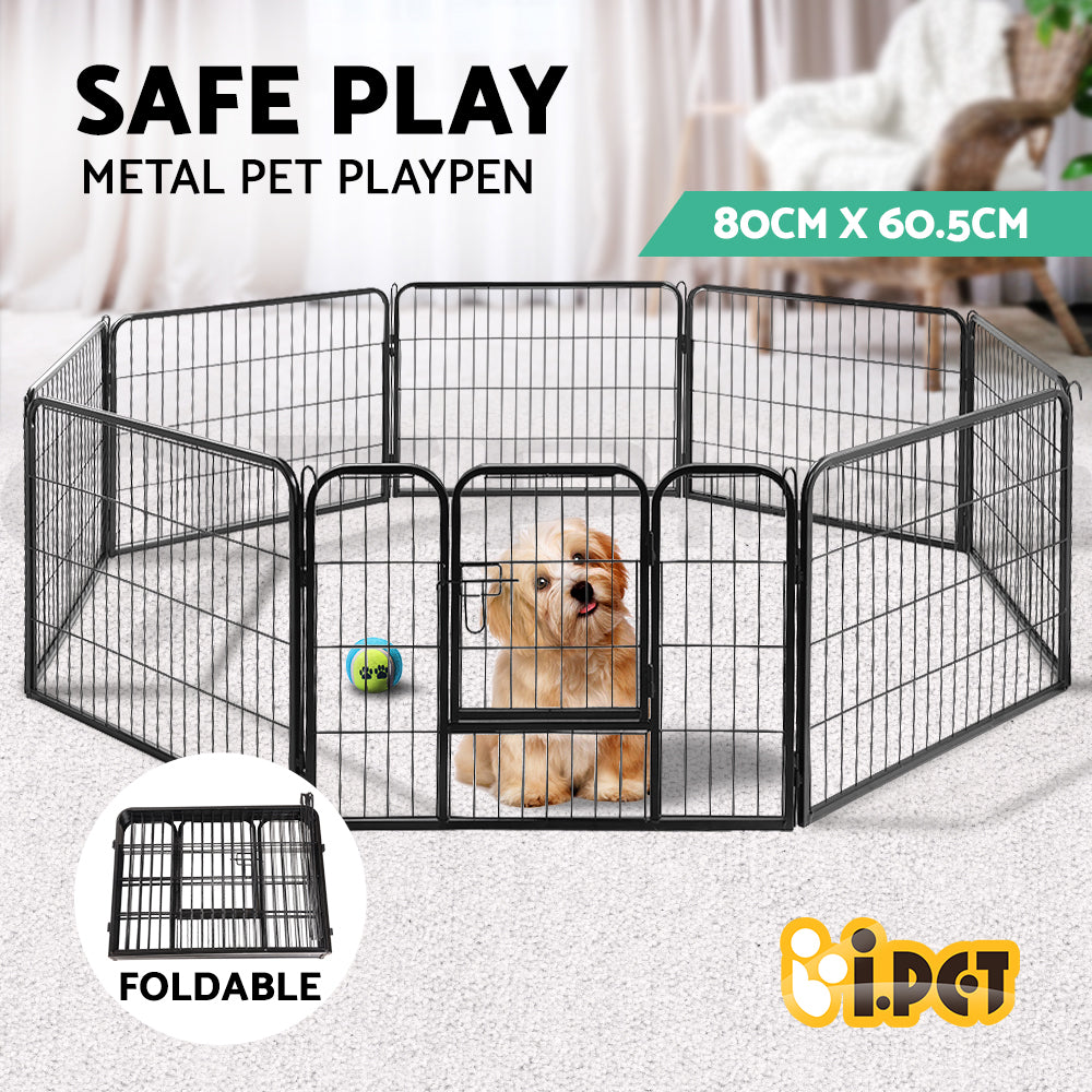 i.Pet Pet Dog Playpen Enclosure Cage 8 Panel Puppy Fence Play Pen Foldable Metal