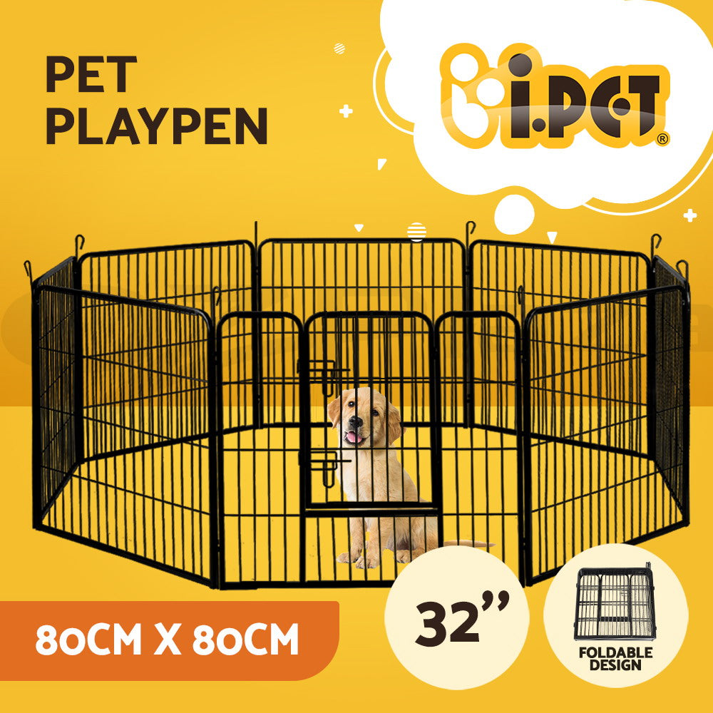 i.Pet Pet Dog Playpen Enclosure Cage 8 Panel Puppy Fence Play Pen Foldable Metal