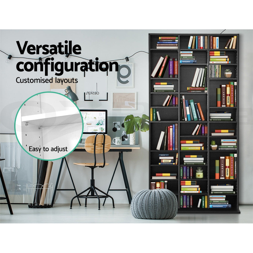 Artiss Bookshelf Display Shelf CD DVD Storage Media Rack Cupboard Black White
