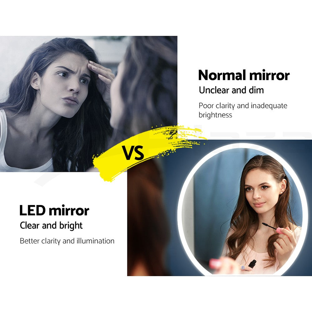 Embellir 2 Wall Mirror 80cm with Led light Makeup Home Decor Bathroom Round