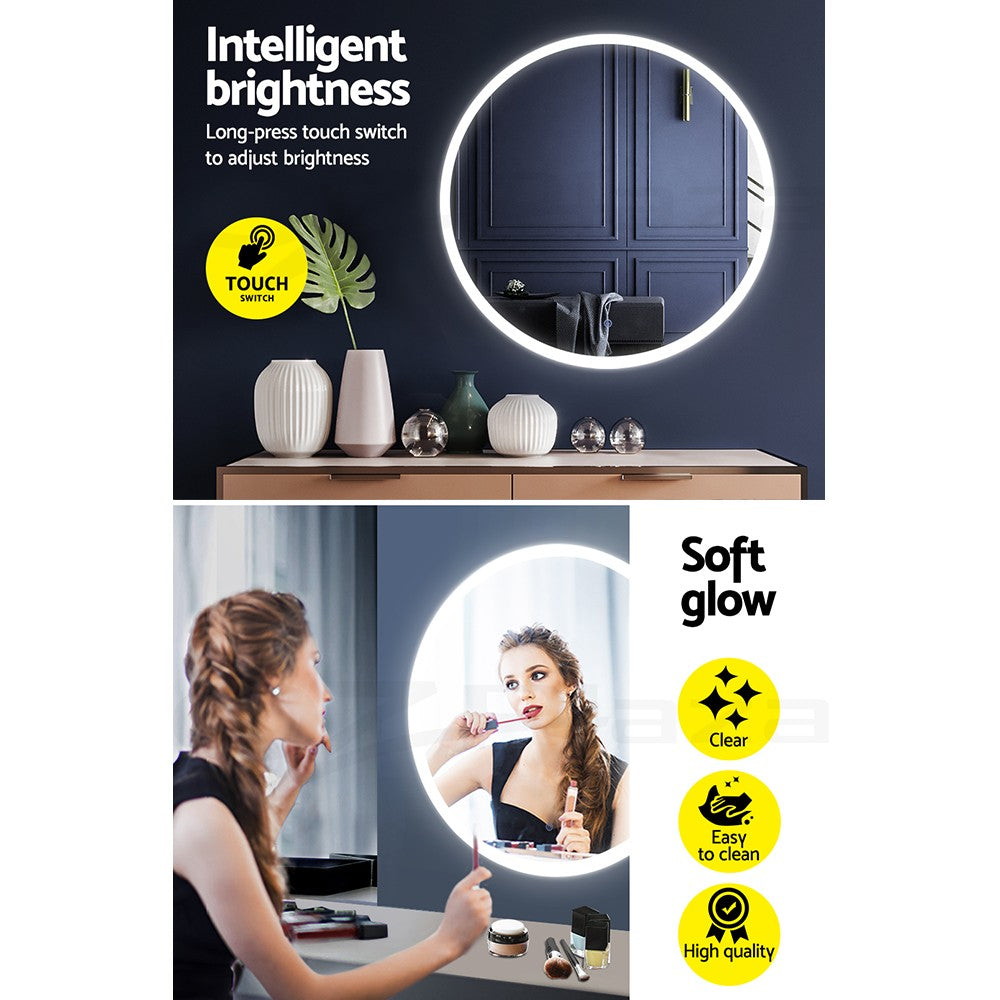 Embellir 2 Wall Mirror 80cm with Led light Makeup Home Decor Bathroom Round