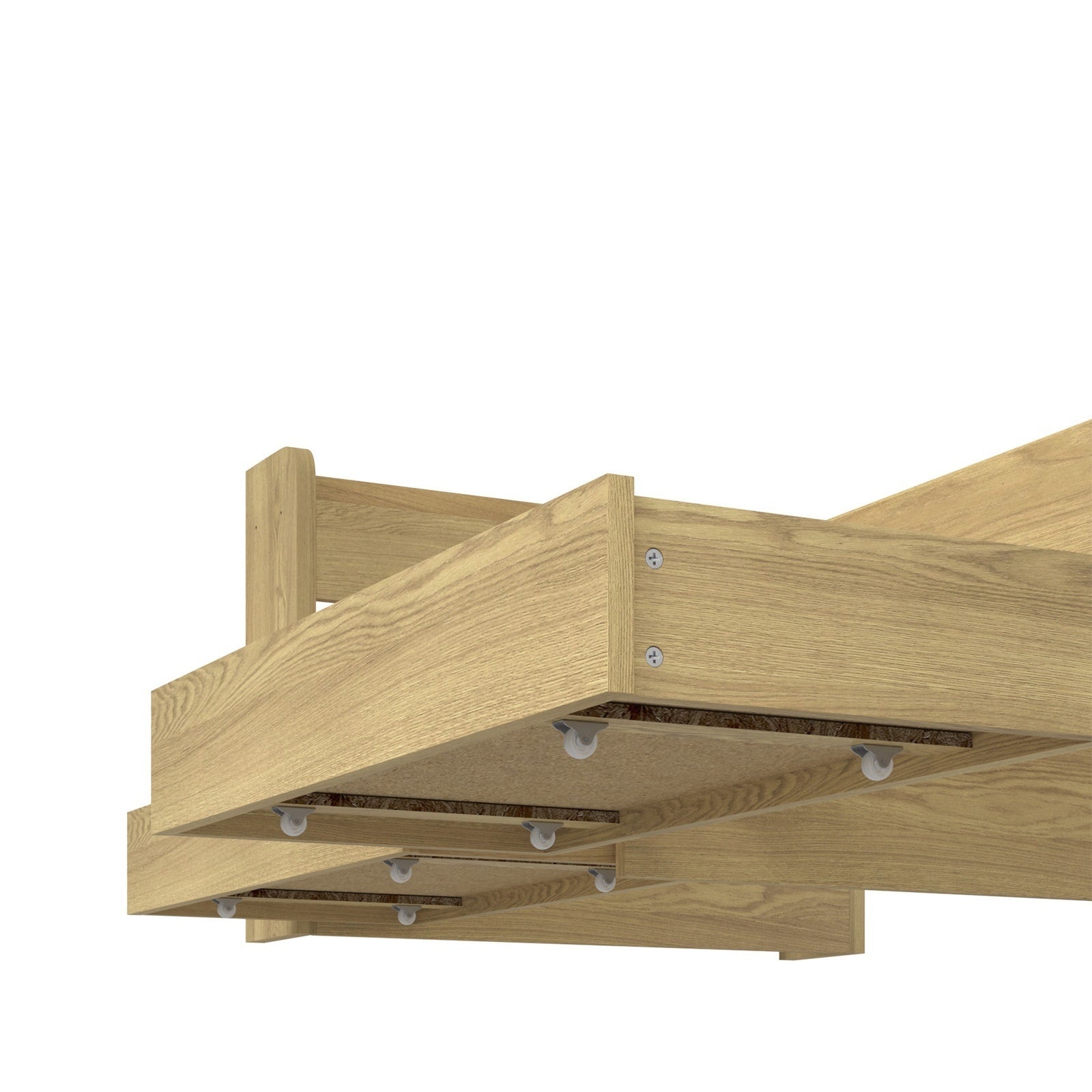 Oikiture Wooden Bed Frame Single Size with Charging Ports & 2 Drawers
