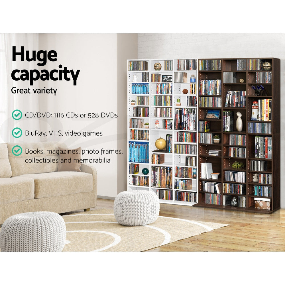 Artiss Bookshelf Display Shelf CD DVD Storage Media Rack Cupboard Black White